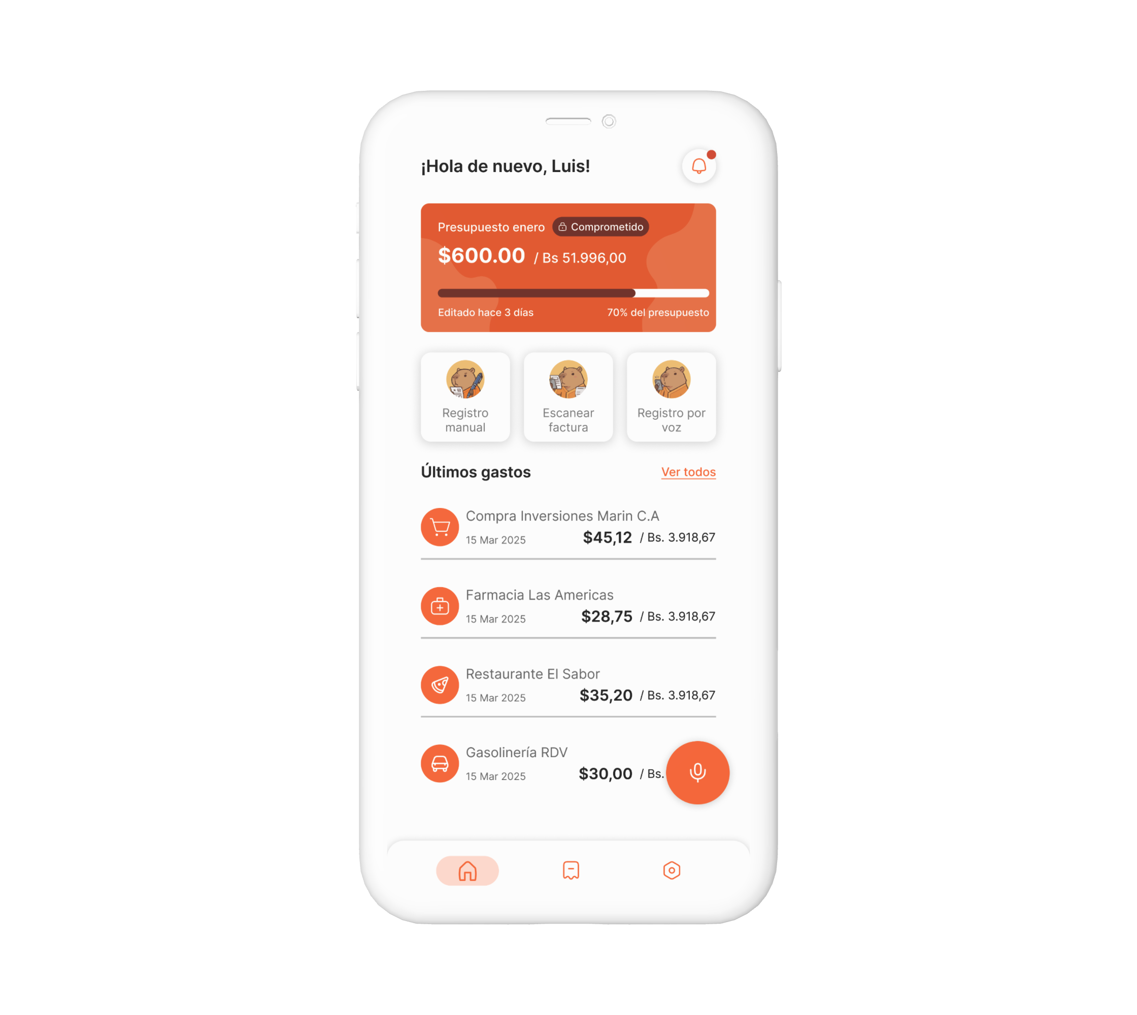 Registro de gastos en Finanzen